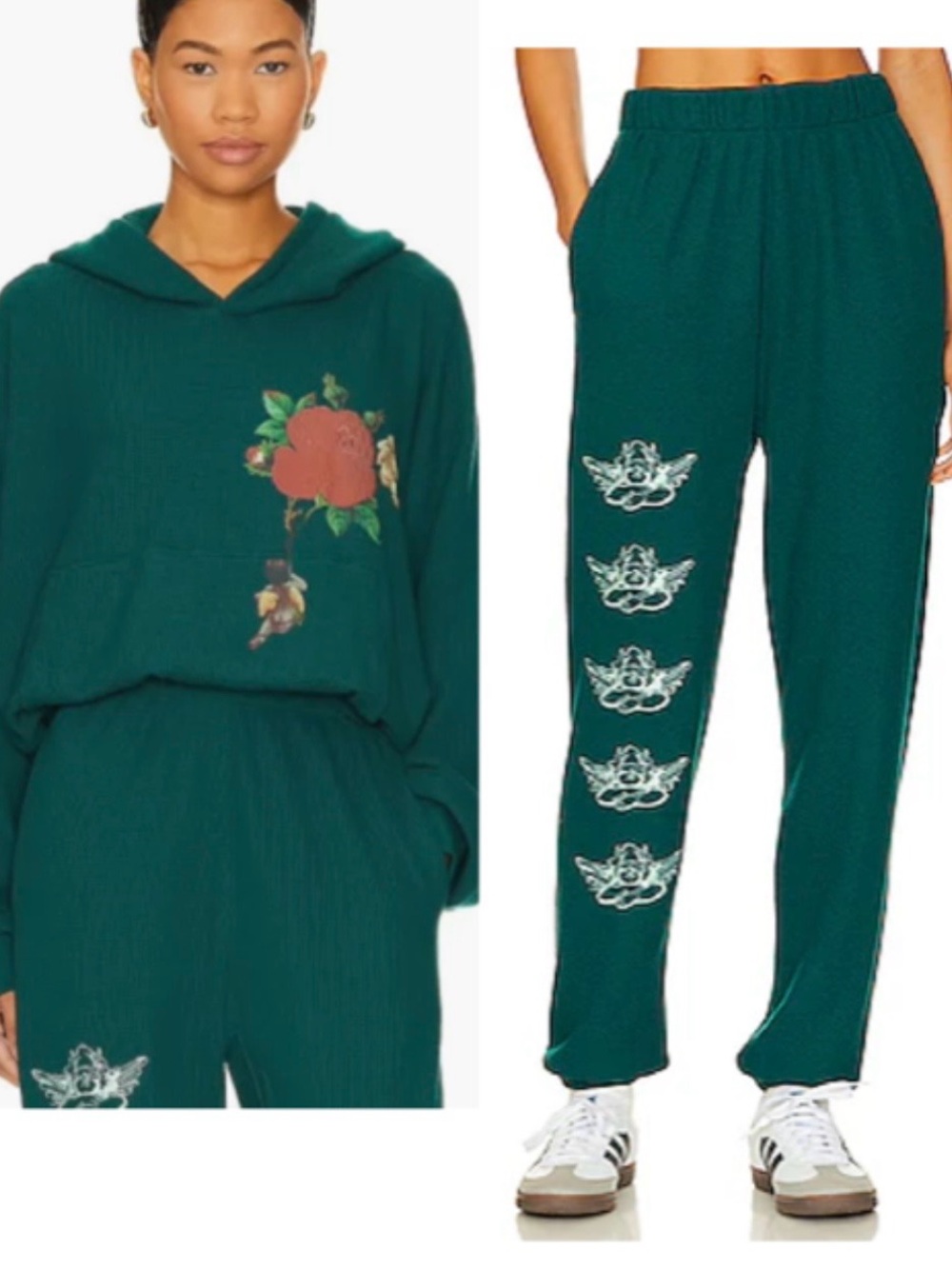 Boys Lie Rising Angels Set - Two-Piece, Green Hoodie and Sweatpants Set - OSO